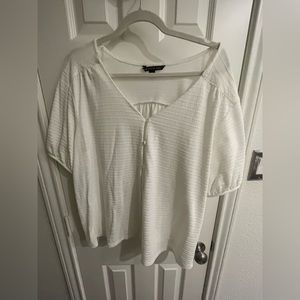 Zach & Rachel White V-Neck Button Down Blouse- New Without Tags